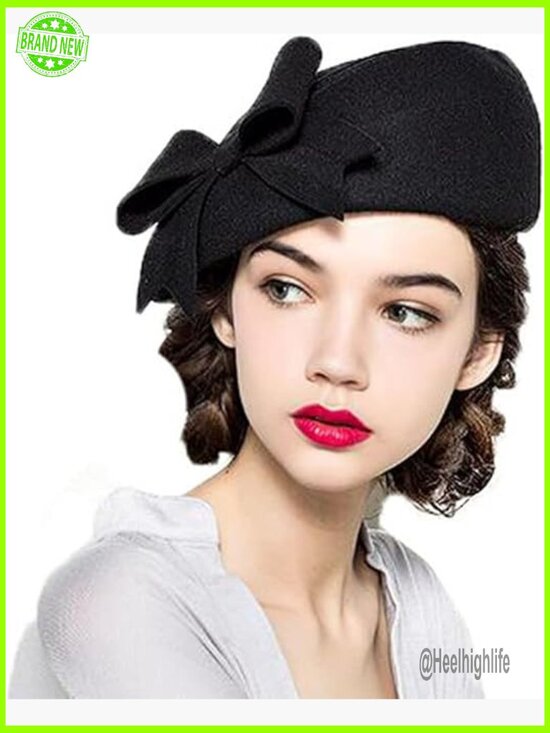 Vintage Wool Beret with Veil Fascinator Adjustable Fit for Special Occasions main image 5